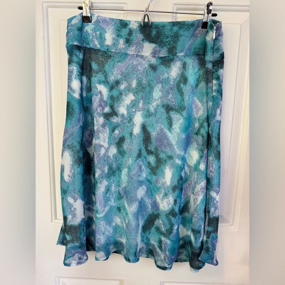 CATO Feminine Midi boho Skirt Blue Purple Turquoise Aqua Black Zipper Womens 12